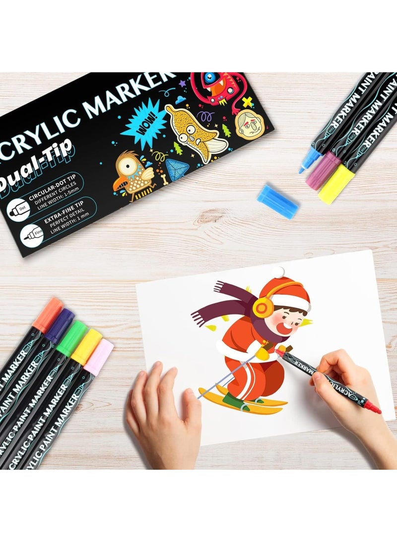 SYOSI 36-Color Acrylic Paint Markers, Dual Tip for Multi-Surface Art on Rock, Wood, Metal, and Canvas, Ideal for DIY Crafts and Professional Art Supplies - Image 3